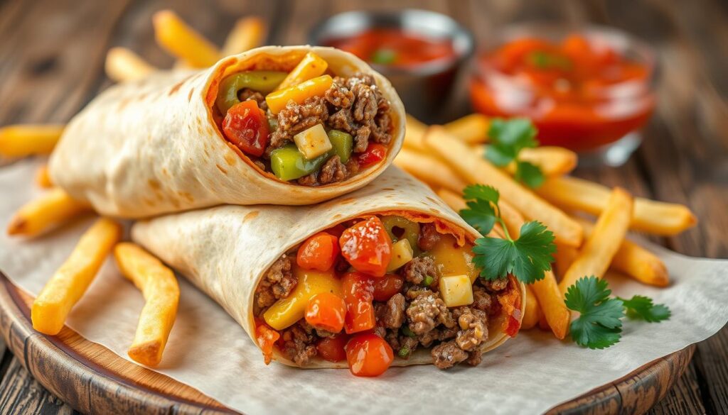 burrito with fries